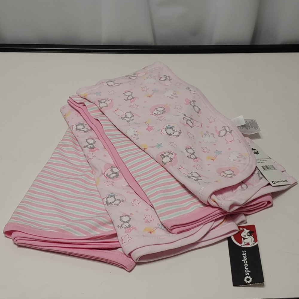 Sprockets 2 sets of 2 Baby Blanket Pink Kitten